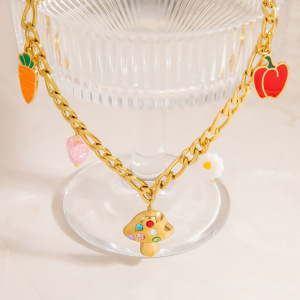 Colliers Avec Pendentif En Acier Inoxydable Doré, Couleur Or, Représentant De Jolis Fruits h5 Image3