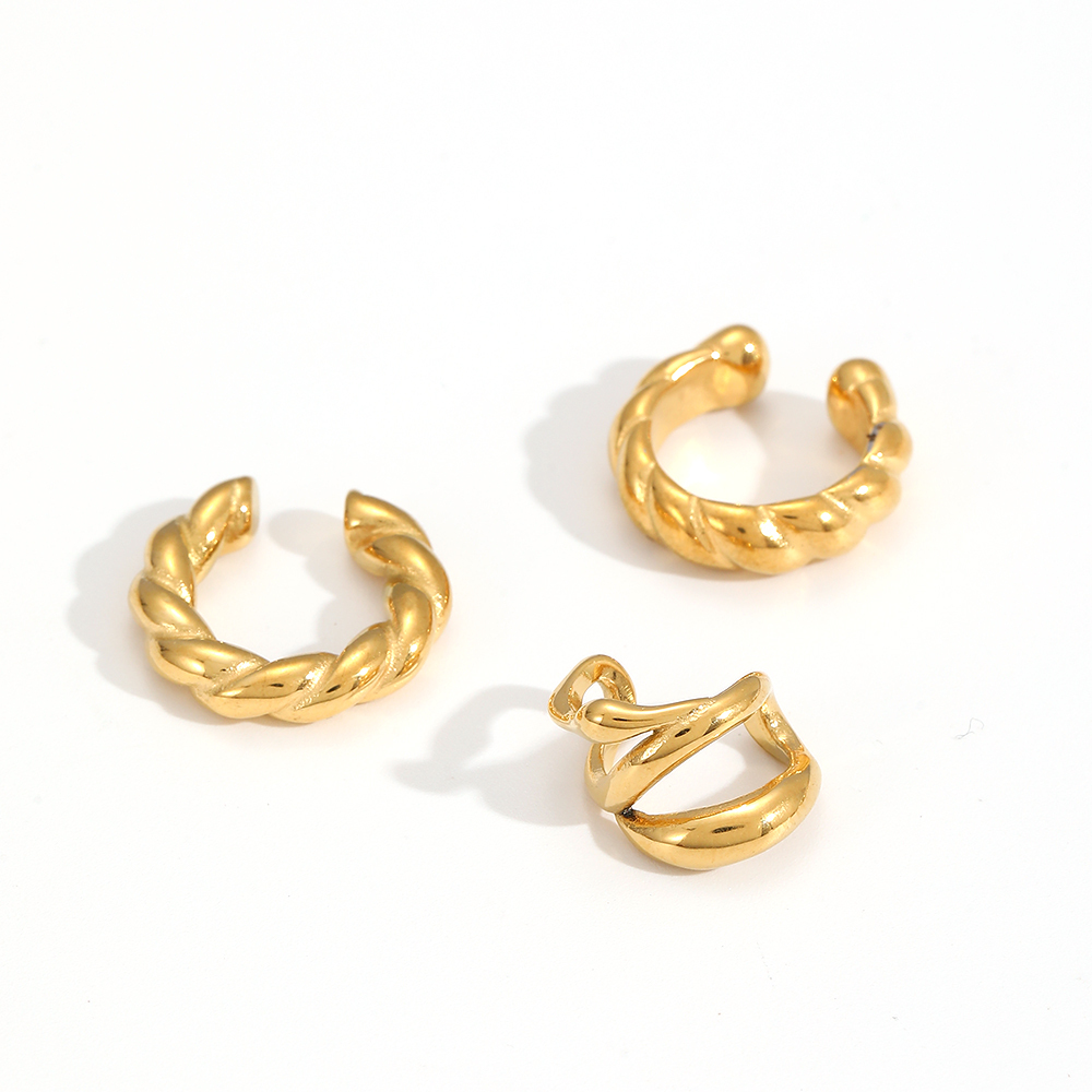 Boucles D'Oreilles Étanches En Acier Inoxydable Couleur Or Image3