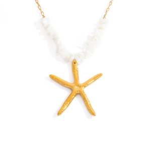 Collier Étanche En Acier Inoxydable Doré - Étoile De Mer - Collection Creative Ocean Series h5 