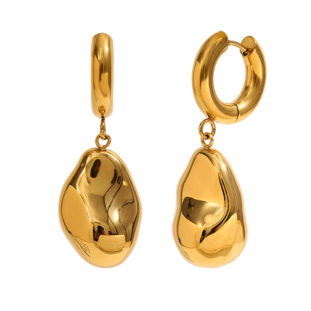 Boucles D'Oreilles Légères Et Élégantes En Acier Inoxydable Doré Pour Femmes Image5