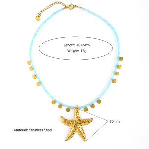 Colliers Pendentifs Pour Femmes En Acier Inoxydable, Couleur Or, Motif Étoile De Mer Océanique h5 Image2