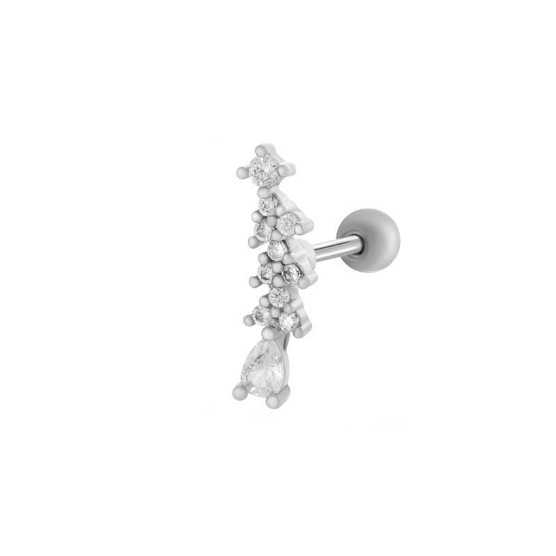 1 Boucle D'Oreille Piercing En Cuivre Et Zircon 
