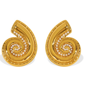 1 Paire De Boucles D'Oreilles À Tige En Acier Inoxydable Couleur Or h5 Image4