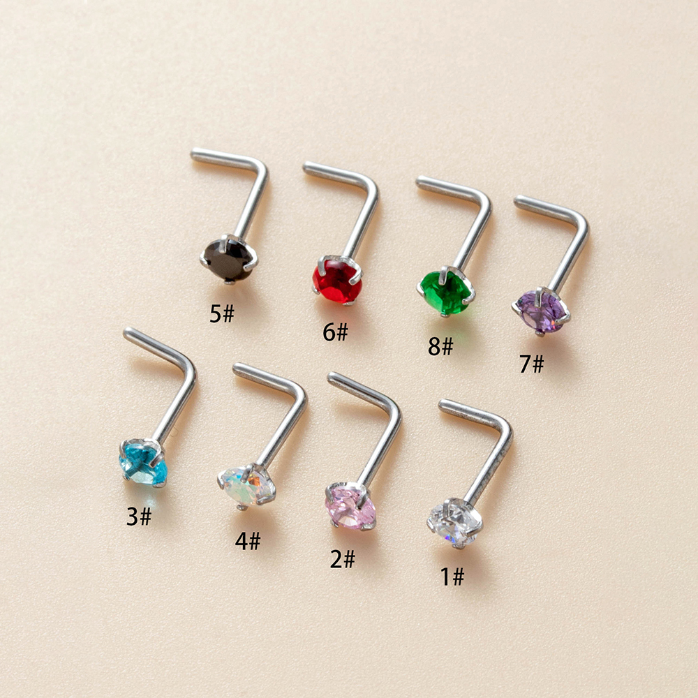 1 Piercing De Nez En Zircon Coloré Pour Femme Image3