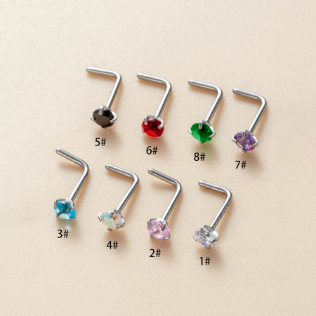 1 piercing de nez en zircon coloré pour femme 2