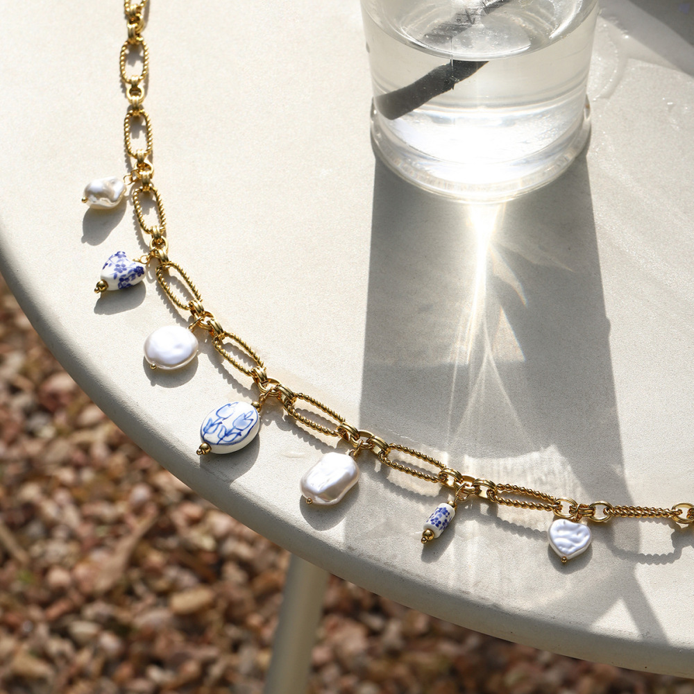 Chaînes De Taille En Acier Inoxydable Doré Avec Perles En Forme De Cœur Ins Style Image4