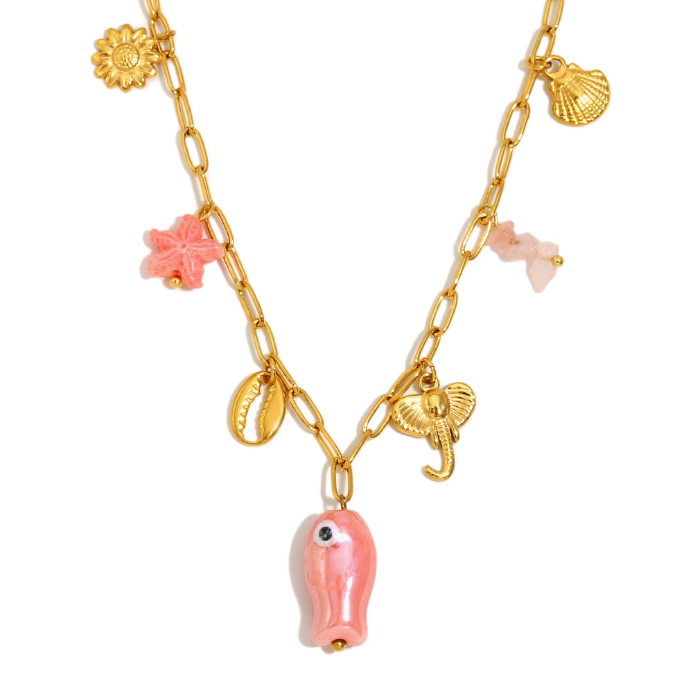 Collier Avec Pendentif Tortue Mignon En Acier Inoxydable Couleur Or Pour Femme, Série Simple, 1 Pièce Image7