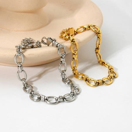 Bracelet à maillons étanche en acier inoxydable doré de la série Simplicity