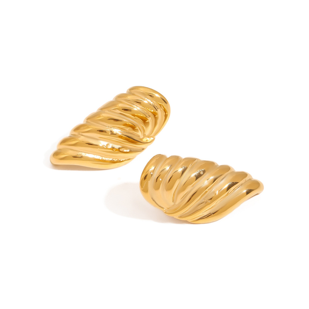 Boucles D'Oreilles Puces Rétro En Acier Inoxydable Étanche Couleur Or