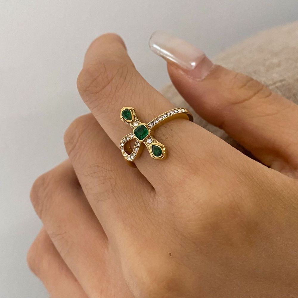 Bague Simple Pour Femme, Style Rétro Croix, En Acier Inoxydable, Couleur Or, Étanche. h5Image2