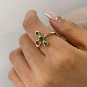 Bague Simple Pour Femme, Style Rétro Croix, En Acier Inoxydable, Couleur Or, Étanche. h5 Image2