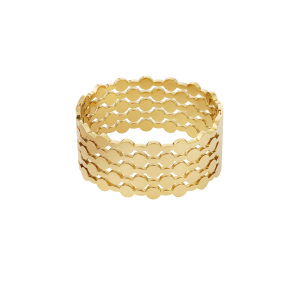 Bracelet Jonc Moderne Élégant À Motif Annulaire Patchwork En Acier Inoxydable Imperméable Couleur Or (1 Pièce) h5 Image6