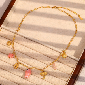 Collier Avec Pendentif Tortue Mignon En Acier Inoxydable Couleur Or Pour Femme, Série Simple, 1 Pièce h5 Image6