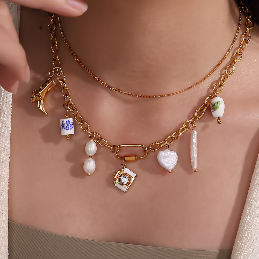 Pendentifs Classiques Pour Femmes En Perles Artificielles Couleur Or Et Étoile De Mer Image4