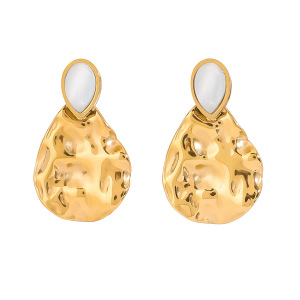 1 Paire De Boucles D'Oreilles Pendantes Rétro En Acier Inoxydable Étanche Couleur Or Pour Femme h5 Image4