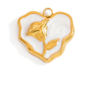 Pendentifs Pour Femmes En Acier Inoxydable Doré, Finition Fleur, Huilée À L'Huile, Étanches h5