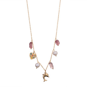 Collier Pendentif Femme Élégant En Forme De Cœur, En Acier Inoxydable Doré, Étanche, Avec Pierre Naturelle Transparente (1 Pièce) h5 Image7