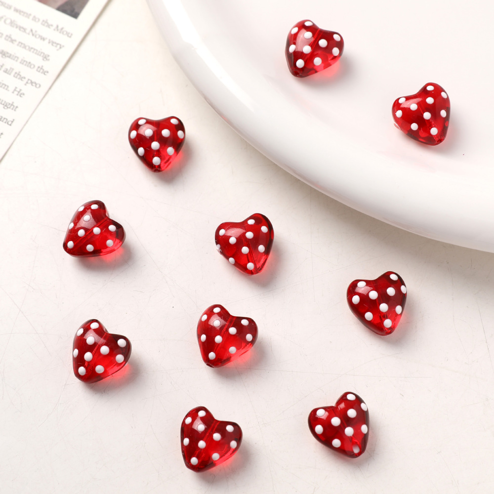 1 Pièce De Perles De Verre En Forme De Cœur Romantique Pour Bijoux À Faire Soi-Même Image3