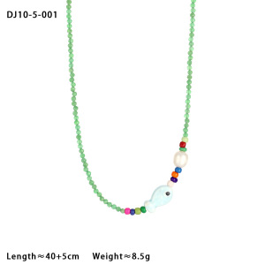 Colliers À Pendentif En Pierre Naturelle Et Céramique, Motif Poisson Fantaisiste, Pour Femme h5 Image2
