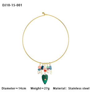 Collier Ras Du Cou Pour Femme, En Acier Inoxydable Imperméable Couleur Or, Motif Océanique h5 Image2