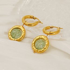 Boucles D'Oreilles Pendantes En Acier Inoxydable Étanche Couleur Or h5 Image5