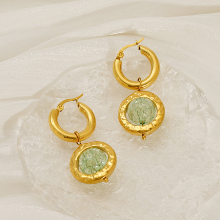 Boucles d'oreilles pendantes en acier inoxydable étanche couleur or