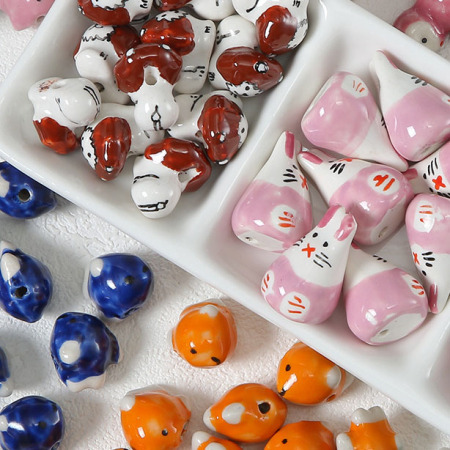 1 pièce de perle en céramique en forme de lapin mignon pour bijoux à faire soi-même 2