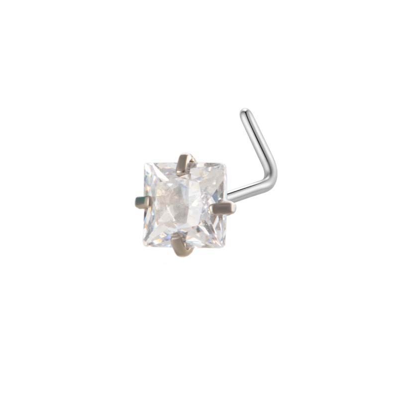 1 Pièce De La Série Simple, Forme Géométrique Simple, En Acier Inoxydable Étanche, Sans Placage, Avec Zircon. Clou De Nez Pour Femme. 