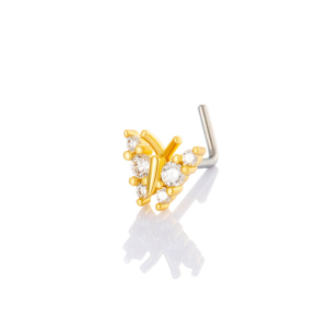 1 Pièce De Piercing De Nez Papillon En Cuivre Doré Et Zircon Pour Femme h5 