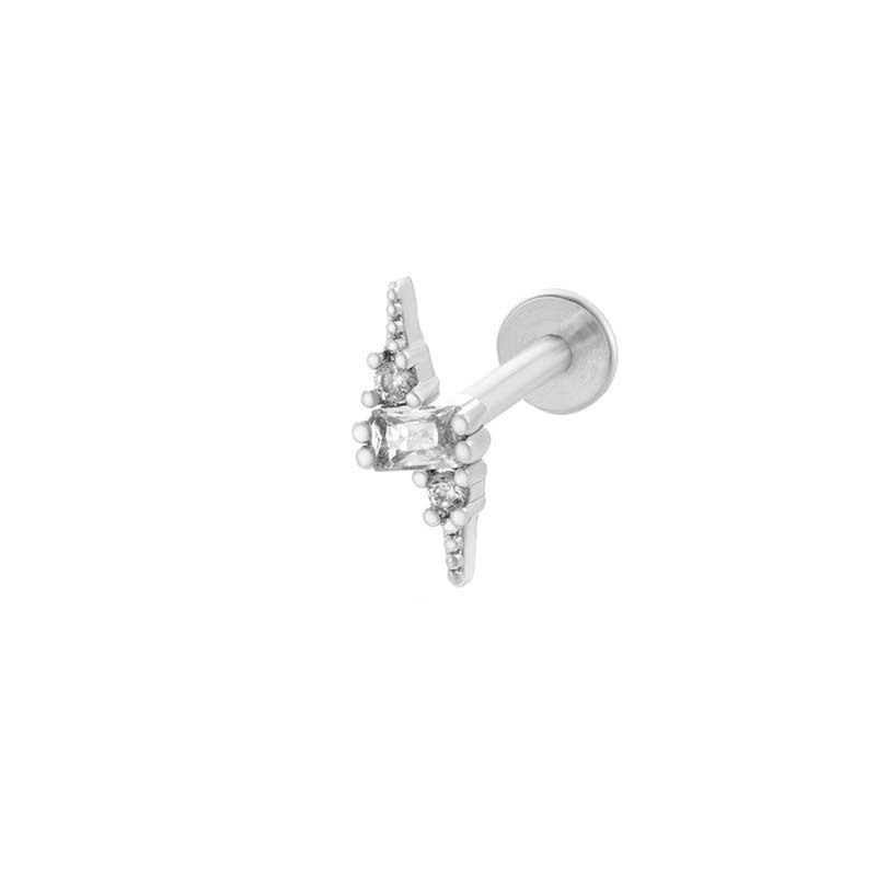 1 Pièce De Boucles D'Oreilles Piercing Pour Femme En Forme De Cœur Simple, Couleur Cuivre Et Or, Zircone