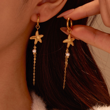 Boucles d'oreilles pendantes pour femme, motif tortue, collection romantique, en acier inoxydable, couleur or, étanches. 2