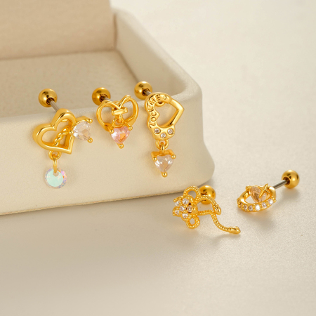 Boucles d'oreilles à tige en acier titane et zircon pour femme, 1 pièce