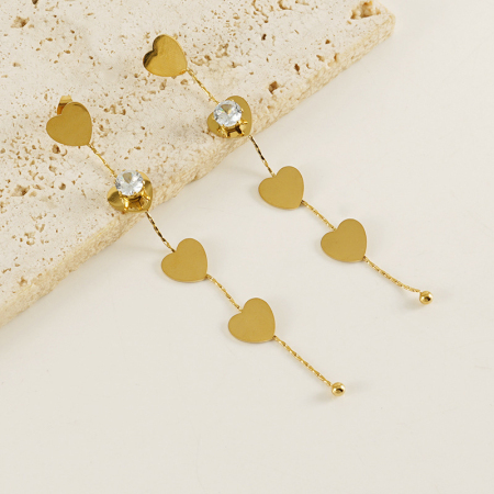 Boucles d'oreilles pendantes à pompon en acier inoxydable étanche couleur or