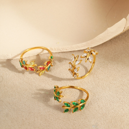 Bagues ajustables pour femmes, en acier inoxydable, étanches, avec zircon et motif géométrique simple, collection Daily. 2