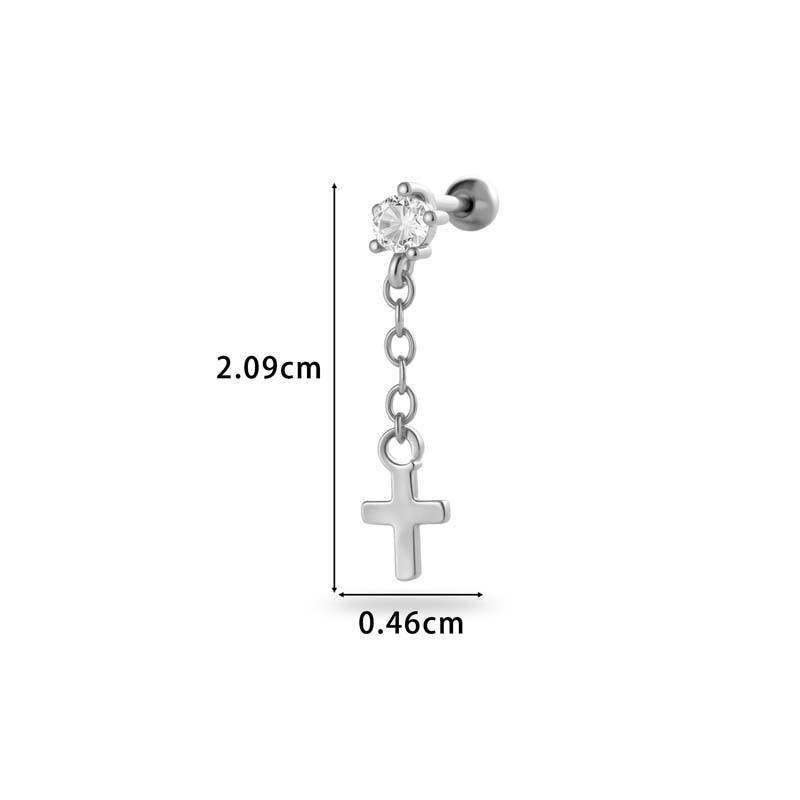 Boucles D'Oreilles Piercing Simples En Forme De Cœur, Couleur Cuivre Et Or, Zircone, Pour Femme, 1 Pièce h5Image2