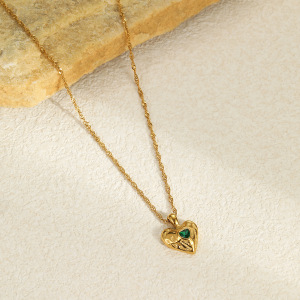 1 Paire De Colliers Pendentifs En Acier Inoxydable Doré Pour Femme, Série Simple Daily Heart h5 Image3