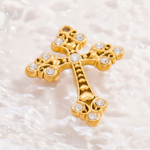 Pendentifs Pour Femmes En Acier Inoxydable, Couleur Or, Étanches, Avec Zircon Et Croix (Divers Modèles) h5 Image4