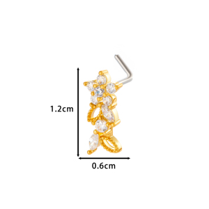 1 Pièce De Clou De Nez En Forme De Fleur En Cuivre Doré Et Zircon Pour Femme h5 Image2