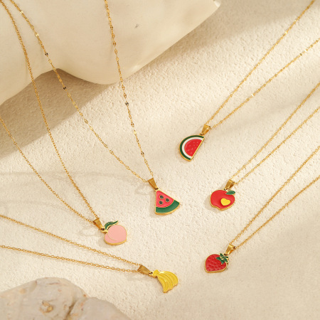 1 paire de colliers pendentifs pour femmes, collection Simple Series Daily Plant, en acier inoxydable étanche 2