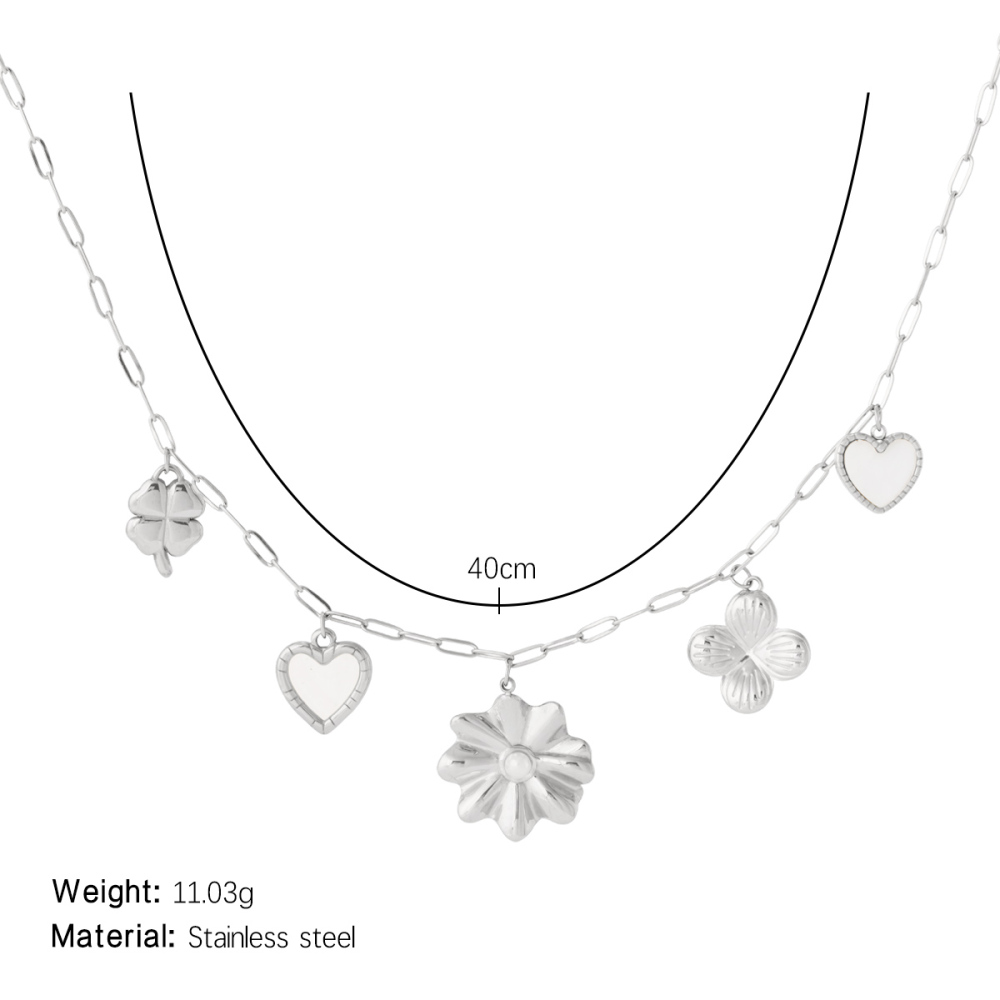 Colliers Pendentifs Romantiques Pour Femmes, En Acier Inoxydable Étanche, Couleur Or, Avec Motif Floral Image2