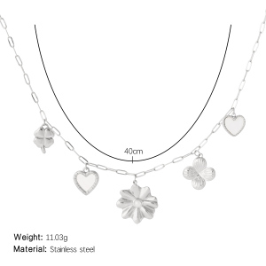 Colliers Pendentifs Romantiques Pour Femmes, En Acier Inoxydable Étanche, Couleur Or, Avec Motif Floral h5 Image2