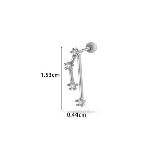 Boucles D'Oreilles Piercing Géométriques Simples En Cuivre Et Zircon Pour Femme, 1 Pièce h5 Image2