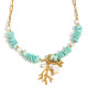 Collier avec pendentif en pierre naturelle de corail et trombone - Or