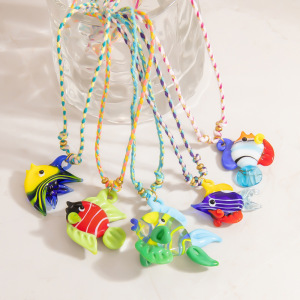 Colliers À Pendentif En Verre Pour Femmes Avec Poissons Tropicaux h5 Image3