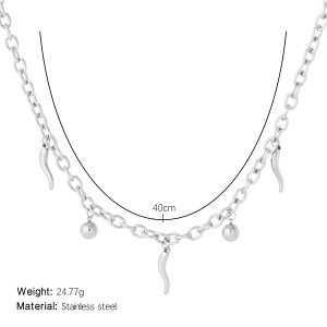 Colliers Pendentifs Pour Femmes En Acier Inoxydable Étanche, Forme Chic Et Décontractée, Couleur Or h5 Image2