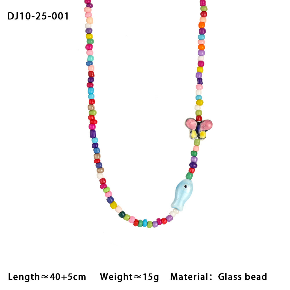 Colliers De Perles En Verre Colorées Pour Femmes