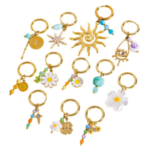 Boucles D'Oreilles Pendantes Pour Femmes, Motif Floral De Vacances, En Acier Inoxydable Étanche, Collection Simple Series h5 Image5