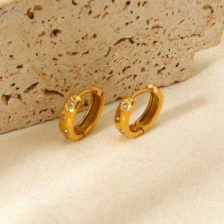 Boucles d'oreilles Simple Series Daily Geometric en acier inoxydable étanche couleur or 2