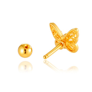1 Pièce De Boucles D'Oreilles Piercing Pour Femme En Forme De Cœur Simple, Couleur Cuivre Et Or, Zircone h5 Image8