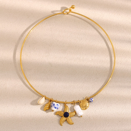 Collier ras du cou de luxe en acier inoxydable imperméable, motif étoile de mer, à faire soi-même